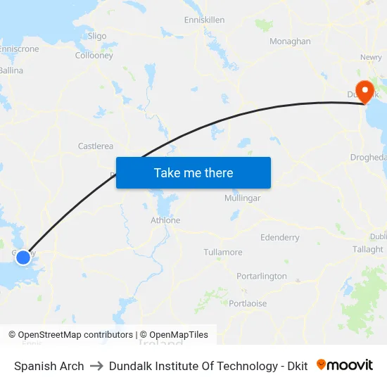 Spanish Arch to Dundalk Institute Of Technology - Dkit map