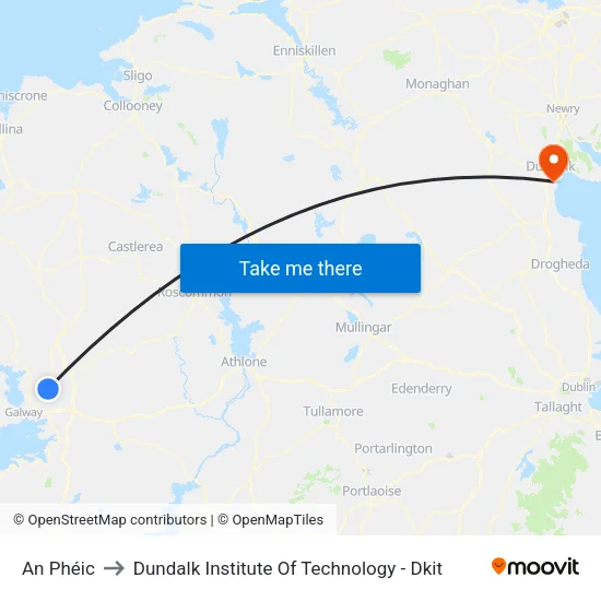 An Phéic to Dundalk Institute Of Technology - Dkit map