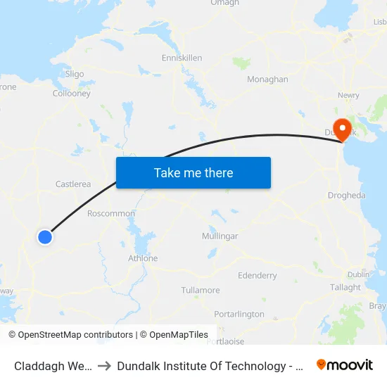 Claddagh West to Dundalk Institute Of Technology - Dkit map