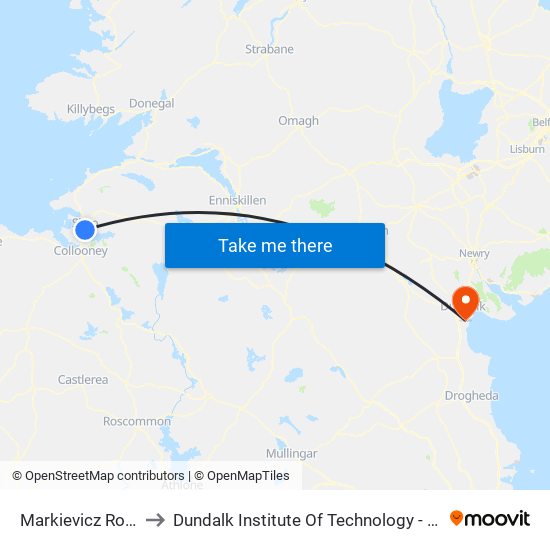 Markievicz Road to Dundalk Institute Of Technology - Dkit map