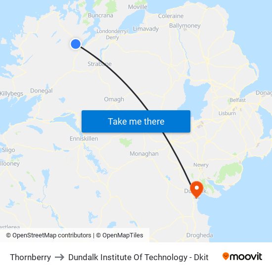 Thornberry to Dundalk Institute Of Technology - Dkit map