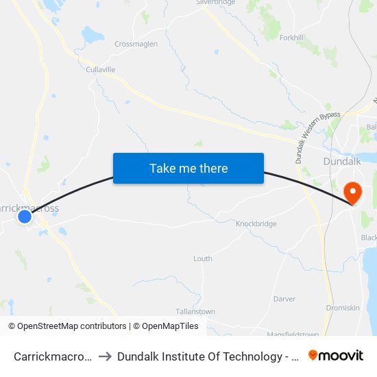 Carrickmacross to Dundalk Institute Of Technology - Dkit map