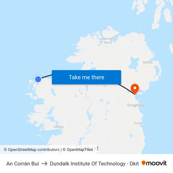 An Corrán Buí to Dundalk Institute Of Technology - Dkit map