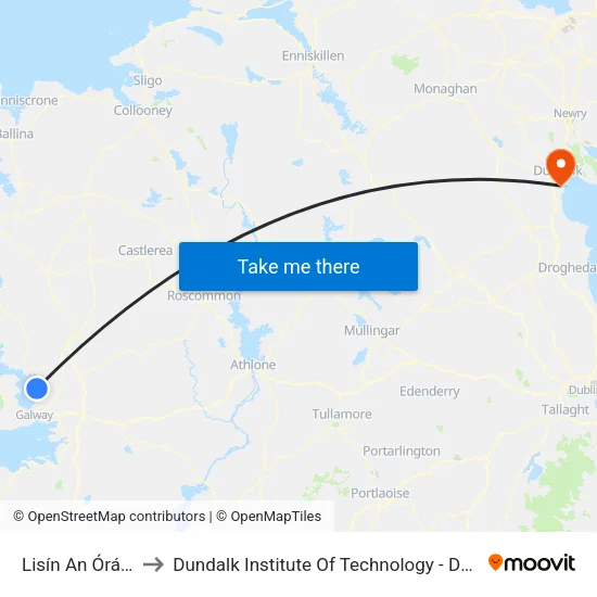 Lisín An Óráin to Dundalk Institute Of Technology - Dkit map