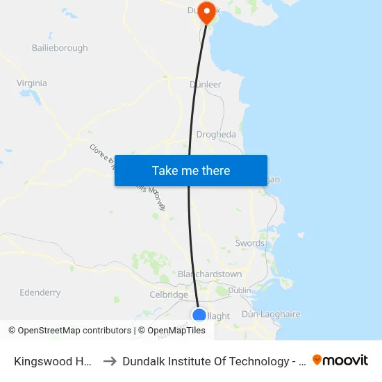 Kingswood Hotel to Dundalk Institute Of Technology - Dkit map