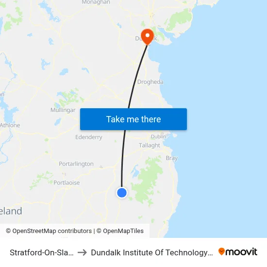 Stratford-On-Slaney to Dundalk Institute Of Technology - Dkit map