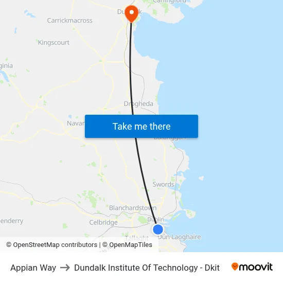 Appian Way to Dundalk Institute Of Technology - Dkit map