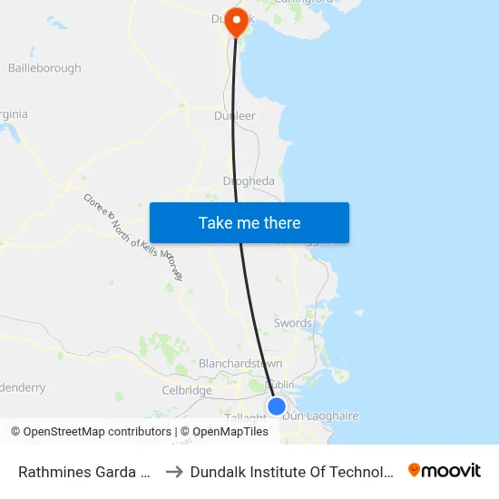 Rathmines Garda Station to Dundalk Institute Of Technology - Dkit map