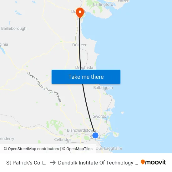 St Patrick's College to Dundalk Institute Of Technology - Dkit map