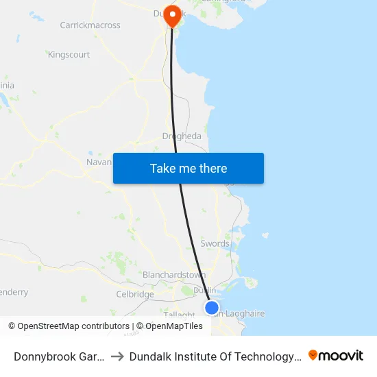 Donnybrook Garage to Dundalk Institute Of Technology - Dkit map