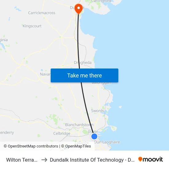 Wilton Terrace to Dundalk Institute Of Technology - Dkit map