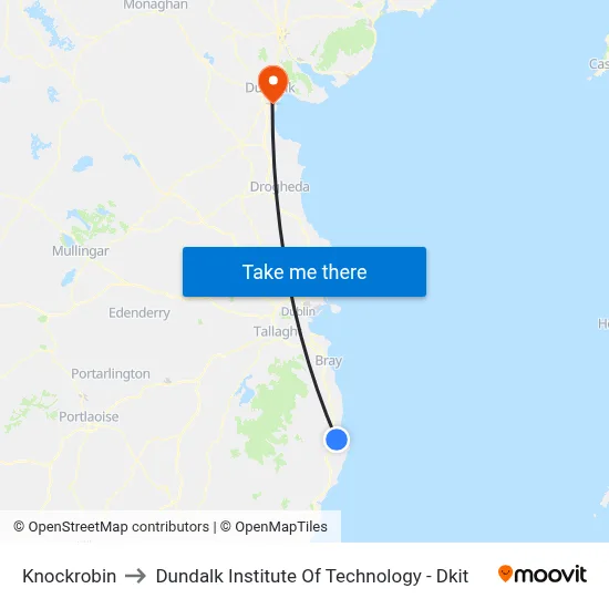 Knockrobin to Dundalk Institute Of Technology - Dkit map