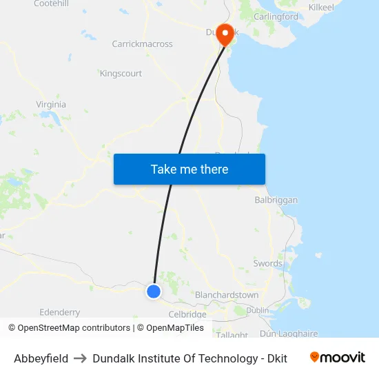 Abbeyfield to Dundalk Institute Of Technology - Dkit map