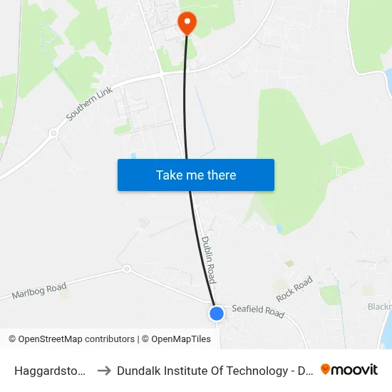 Haggardstown to Dundalk Institute Of Technology - Dkit map