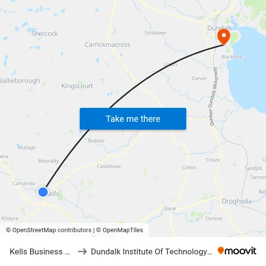 Kells Business Park to Dundalk Institute Of Technology - Dkit map