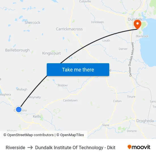 Riverside to Dundalk Institute Of Technology - Dkit map