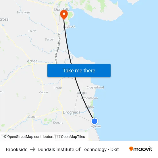 Brookside to Dundalk Institute Of Technology - Dkit map