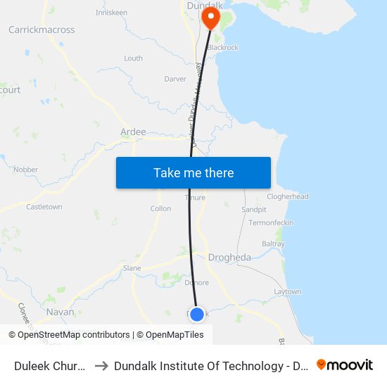 Duleek Church to Dundalk Institute Of Technology - Dkit map