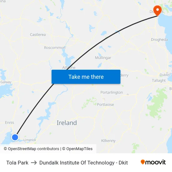 Tola Park to Dundalk Institute Of Technology - Dkit map