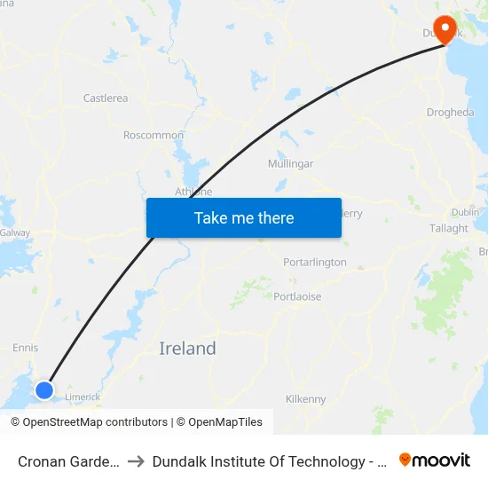 Cronan Gardens to Dundalk Institute Of Technology - Dkit map