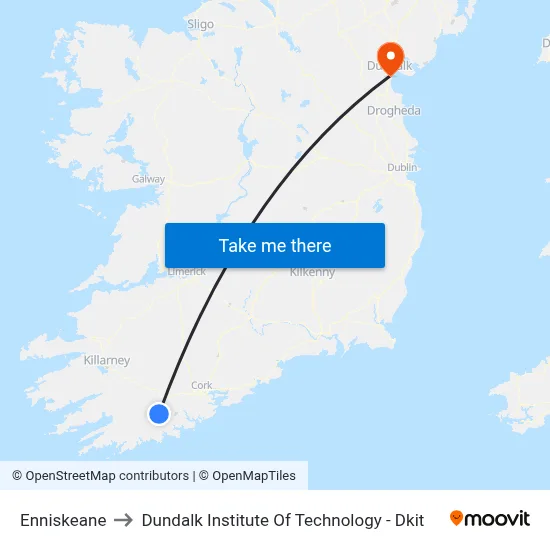 Enniskeane to Dundalk Institute Of Technology - Dkit map