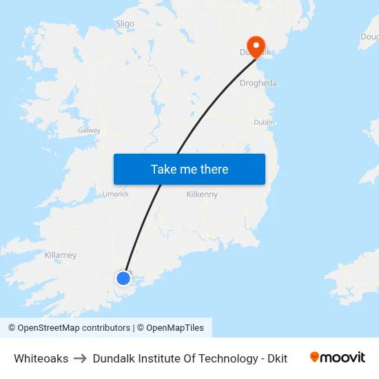 Whiteoaks to Dundalk Institute Of Technology - Dkit map