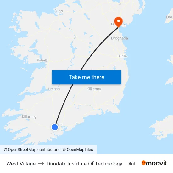 West Village to Dundalk Institute Of Technology - Dkit map
