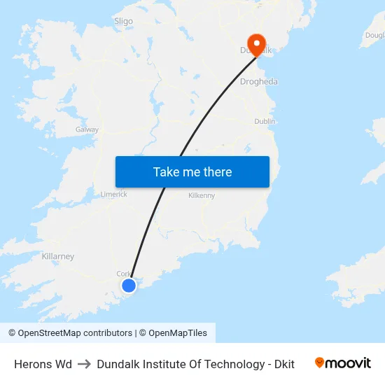 Herons Wd to Dundalk Institute Of Technology - Dkit map