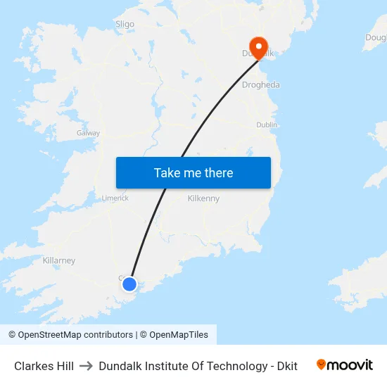 Clarkes Hill to Dundalk Institute Of Technology - Dkit map