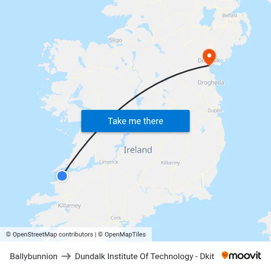 Ballybunnion to Dundalk Institute Of Technology - Dkit map