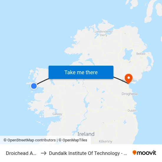 Droichead Acla to Dundalk Institute Of Technology - Dkit map