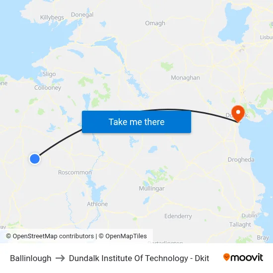 Ballinlough to Dundalk Institute Of Technology - Dkit map