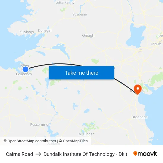 Cairns Road to Dundalk Institute Of Technology - Dkit map