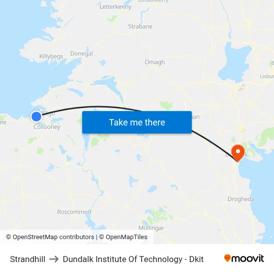 Strandhill to Dundalk Institute Of Technology - Dkit map
