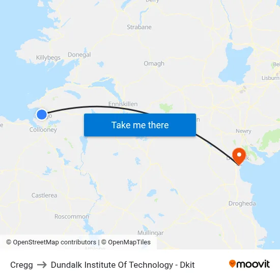 Cregg to Dundalk Institute Of Technology - Dkit map