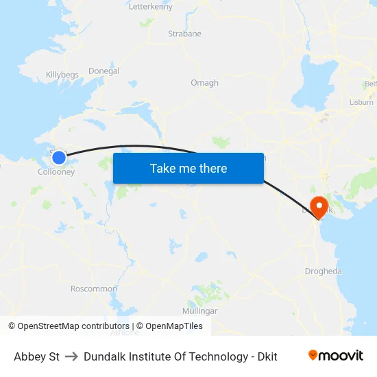 Abbey St to Dundalk Institute Of Technology - Dkit map