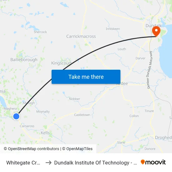 Whitegate Cross to Dundalk Institute Of Technology - Dkit map