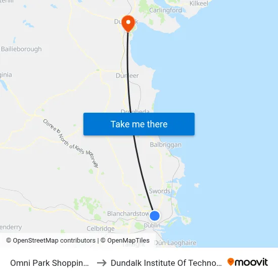 Omni Park Shopping Centre to Dundalk Institute Of Technology - Dkit map
