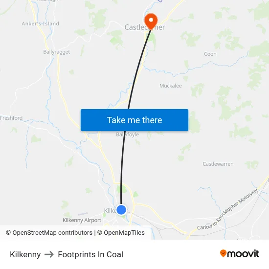 Kilkenny to Footprints In Coal map
