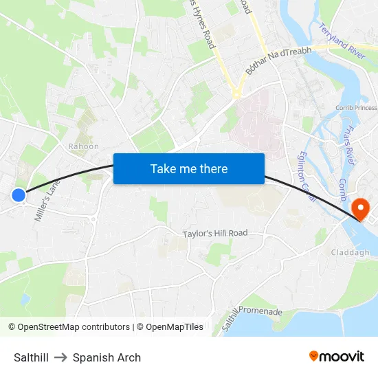 Salthill to Spanish Arch map