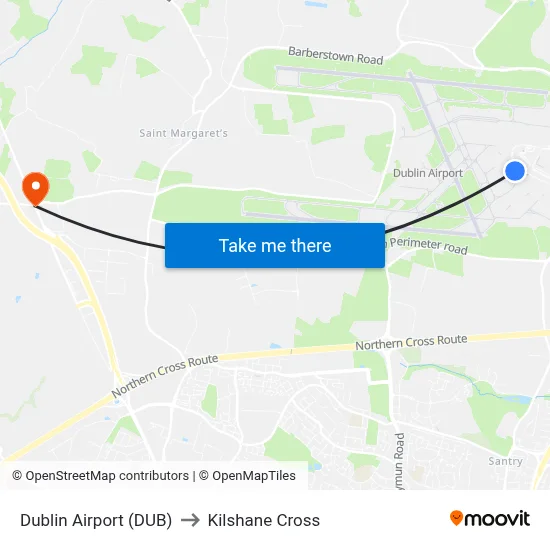 Dublin Airport (DUB) to Kilshane Cross map