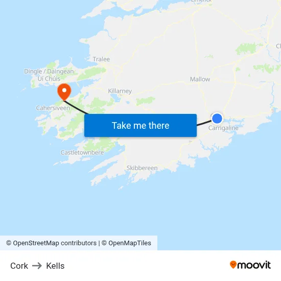 Cork to Kells map