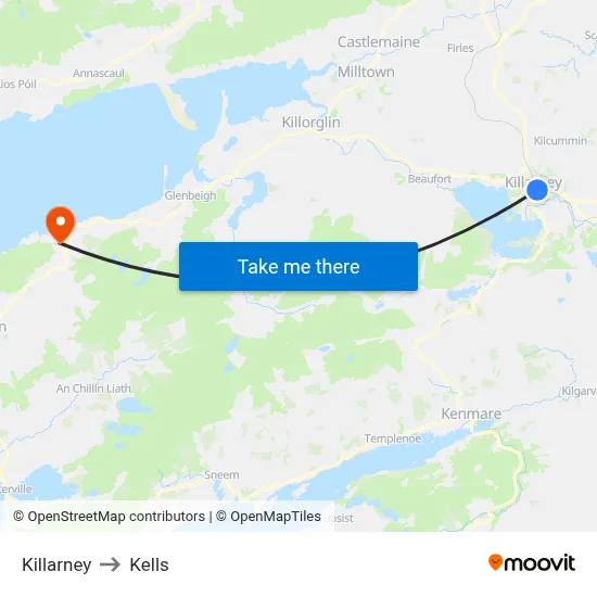 Killarney to Kells map