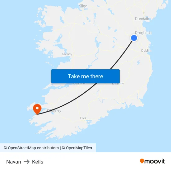 Navan to Kells map