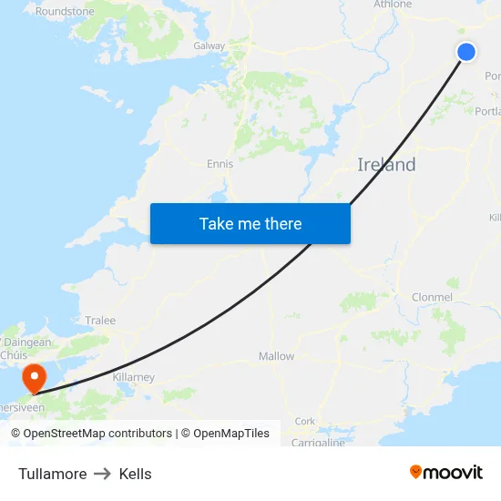 Tullamore to Kells map