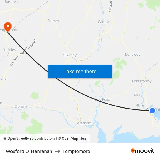 Wexford O' Hanrahan to Templemore map