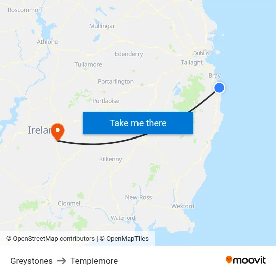 Greystones to Templemore map