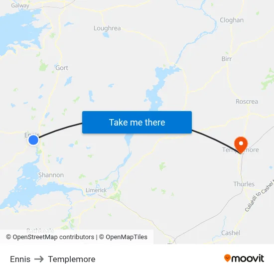 Ennis to Templemore map