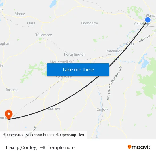 Leixlip(Confey) to Templemore map