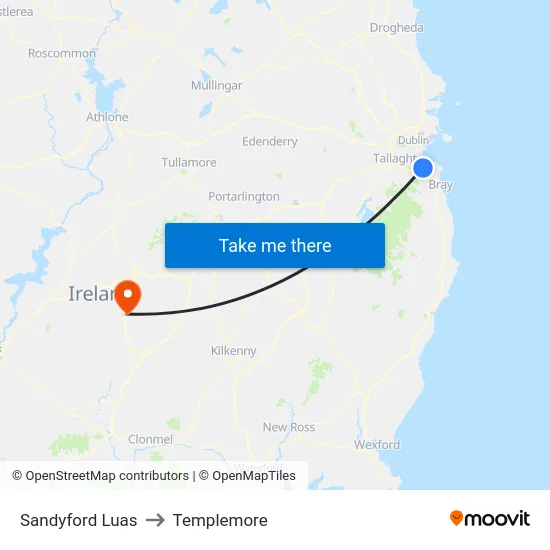 Sandyford Luas to Templemore map